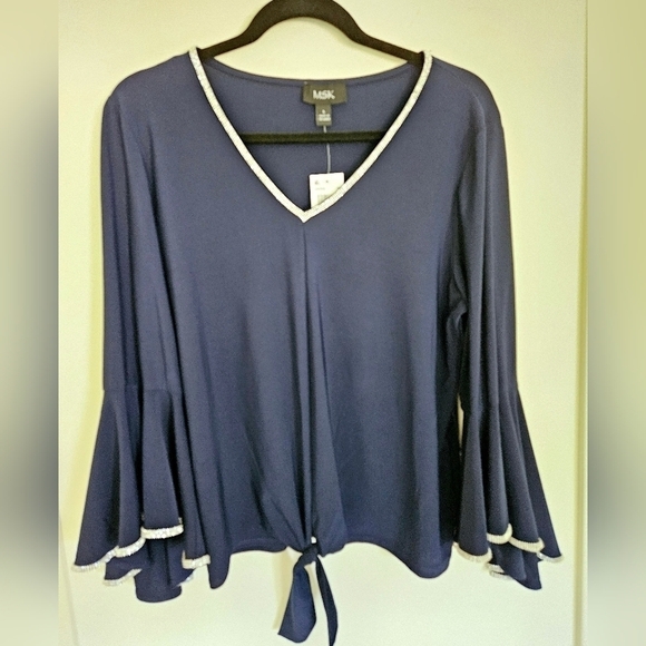 MSK Bell-Sleeve Tie-Hem Top NWT - Picture 4 of 12